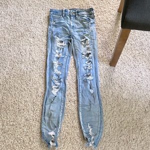 American Eagle next level stretch skinny Jean ripped destroyed 2 2R